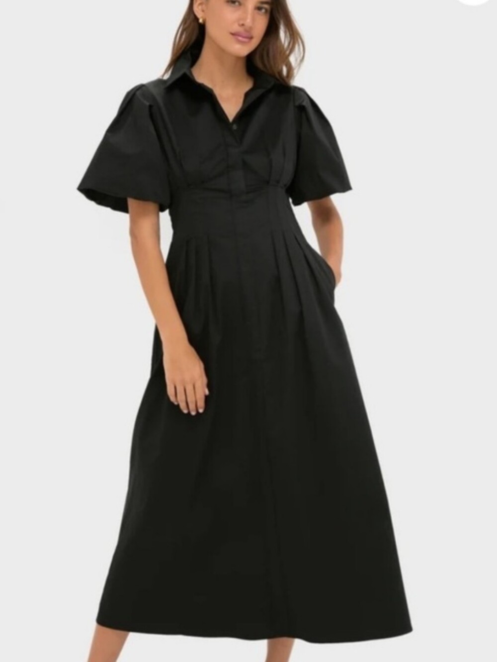 Tuckernuck Delaney Black Puff-Sleeve Maxi Dress Sz L